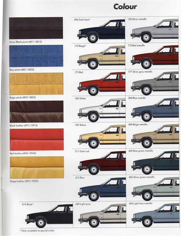 Volvo V70 Colour Chart